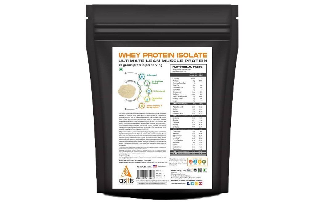 Asitis Whey Protien Isolate    Pack  1000 grams